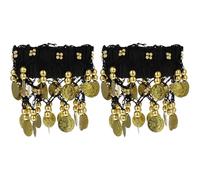 VILLFUL 2 Pezzi Cavigliera Gioiello da Danza Ventre in Chiffon Monete Rosse | Bracciale Caviglia e Braccio, Accessori per Costumi di Danza Ventre, Leggero, Elegante, Stagione di Halloween