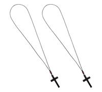VILLFUL 2 Pezzi Collana con Pendente Croce in Legno di Ebano Unisex Gioiello Religioso Cattolico per Preghiera e Fede Accessorio Benedetto per Chiesa e Regalo Spirituale