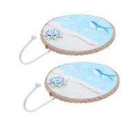 VILLFUL 2 Pezzi Decorative Mediterranean Wall Hooks in Hand-painted Nautical Key And Towel Hangers For Coastal Bathrooms Kitchen Beach House Decor