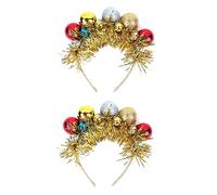 VILLFUL 2 Pezzi Fasce per Natale con Palline Colorate e Nastro Decorativo Accessori Leggeri e Resistenti per Feste Natalizie