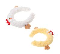 VILLFUL 2 Pezzi Fascia per Chioma a Forma di Pulcino Soffice in Peluche, Accessori per Chioma da Travestimento da Pollo, Cerchietto Morbido per Feste Pasqua, Cosplay e Spa, Taglia per