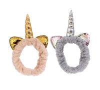 VILLFUL 2 pezzi Fascia Unicorno Elastico con Orecchie e Corno Luminose Accessorio Capelli Decorativo per Bambine Elegante Cerchietto Moda per Acconciature e Feste