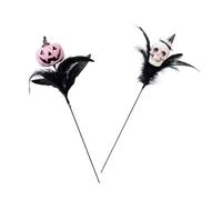 VILLFUL 2 Pezzi Halloween Skull Branches Picks Artificial Floral Stems Lightweight Gothic Plume Decorations for Haunted House Party Centerpieces Indoor Outdoor