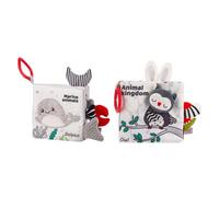 VILLFUL 2 pezzi Libri di Stoffa per Ragazzo Ragazza Educativi e Resistenti Stimolazione Visiva e Tattile per Anno per Giochi Tummy Bagnetto e Passeggiate