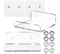 VILLFUL 2 Pezzi Mensola da Parete Trasparente U Sospensione Piccola Mensola Contemporanea e Stabile per Spazi Ristretti Supporto Adesivo per Decorazione e Esposizione Oggetti