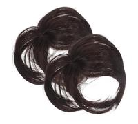 VILLFUL 2 pezzi Wiglet Capelli Diritti con Clip per Donna Ciocche Top Testa Morbide e Naturali Parrucca Top senza Cuciture Colore Marrone Scuro Uso Confortevole e Sicuro