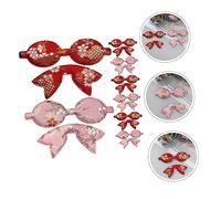 VILLFUL 20 Set Decorativi Fiocchi in Tessuto per Charm Fiocco Fatti Mano per Fermagli per Accessori DIY Rosso e Rosa Resistenti e Colorati