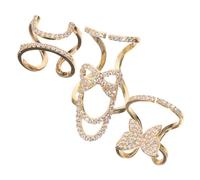 VILLFUL 3 pezzi Anelli per Unghie da Donna con Zirconi Brillanti Design Elegante e Sottile per Decorare e Valorizzare la Nail Art Accessori Moda Versatili e Facili da Abbinare