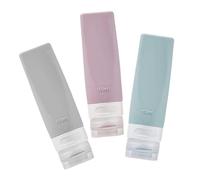 VILLFUL 3 pezzi Contenitori da Viaggio in Silicone Alimentare per Shampoo e Lozione con Dosaggio Regolabile Portatili e Anti-spreco per Viaggi Aerei e Utilizzo Quotidiano
