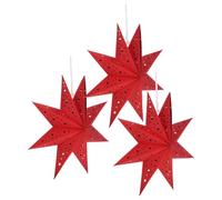 VILLFUL 3 Pezzi Paralume Natalizio a Forma di Stella a Nove Punte 35 CM Rosso Coprilanterna Decorativo Sospeso per Casa e Feste Accessorio Paralume per Addobbi Natalizi