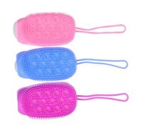 VILLFUL 3 Pezzi Spugne da Doccia in Silicone Doppia Faccia Esfoliante per Pulizia Profonda Spazzola Corpo Morbida con Manico Ergonomico e Corda per Asciugatura Facile per Viaggi e Uso