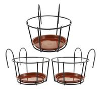 VILLFUL 3 Set Porta Vasi da Balcone Sospeso Robusto, in Ferro Rosso | Struttura in Ferro, Colore Rosso, per Balcone e Giardino, Supporto Stabile che Non Si Deforma Facilmente