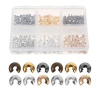 VILLFUL 300 Pezzi Di Perline A Crimpare Semicircolari Per Gioielli Perline A Crimpare Dorate Per Filo Semicircolari In Argento Tappi Di