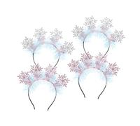 VILLFUL 4 Pezzi Fasce Natalizie con Decorazioni Glitterate Cerchietti Leggeri in Feltro e Satin per Feste Invernali Accessori Capelli Donna per Party e Raduni Familiari