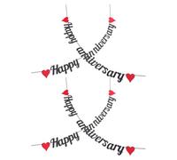 VILLFUL 4 Pezzi Festone Happy Anniversary con Cuori Decorazioni Romantiche per Anniversari e Matrimoni Ghirlanda Glitterata per Eleganti e Versatili