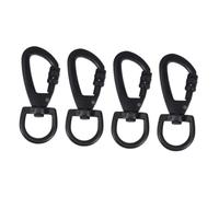 VILLFUL 4 pezzi Fibbie Portachiavi D Doppia Rotazione in Zinco Nera Ganci per Accessori Bagagli e Guinzagli Moschettoni Resistenti per Progetti