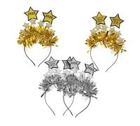 VILLFUL 4 Pezzi Pz Cerchietti Happy Year in Felt con Stelle Glitterate Fasce Capelli Festive Comode per Feste Celebrazioni e Foto di Capodanno