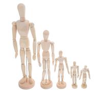 VILLFUL 5 Pezzi Manichino da in Legno Articolato Modello Regolabile per Schizzi e Studio Anatomico Flessibile con Supporto per Artisti e Decorazione Scrivania