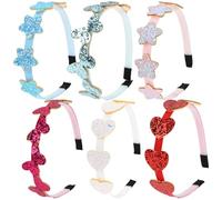 VILLFUL 6 Cerchietti per Bambine Paillettes, Cuoricini e Stelle, Elastici e Antiscivolo, per Feste e Festività