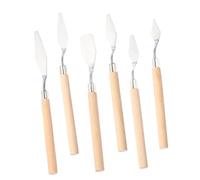 VILLFUL 6pezzi Spatole Per Pittura Olio Di Raschietti Per Miscelare Pigmenti Strumenti Per Arti Visive Con Manico in Legno Ergonomico Pratico Per Artisti Principianti e Insegnanti