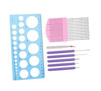 VILLFUL 8 Pezzi Kit Completo Strumenti Quilling Carta Portatile con Penna Plastica Ergonomica per Effetti Decorativi DIY Include Pinzetta e Righe Adatto per Artigianato