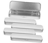 VILLFUL Astuccio in Metallo per Penne e Matite Rettangolare 5 Pezzi, Portapenne in Latta Coperchio, Compatto e Resistente, per Studenti e Cancelleria Scolastica