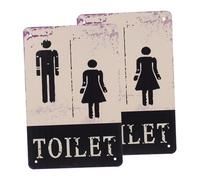 VILLFUL Cartello Del Bagno in Metallo Retrò 2 Pezzi, Targhe Segnaletiche Per Servizi Igienici, Decorazione Industriale Per Porte Di Bagni in Casa, Hotel e Luoghi Pubblici