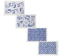 VILLFUL Decalcomanie per Ceramica sotto Smalto 4 Fogli Stile Misto per Decorazioni Fai da Te Decorativi per Ceramica Porcellana Argilla