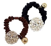 VILLFUL Elastici per Chioma con Perline e Cristalli Fascia Elastica Elegante e Chic 2 Pezzi per Codino, Accessori Chioma Donna per Uso Quotidiano e Feste
