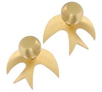 VILLFUL Maniglie per Ante Armadietti a Forma di Rondine in Ottone Dorato, Pomelli per Cassetti e Mobili, Set da 2 Pezzi, Finitura Lucida Resistente, Adatte per Guardaroba,