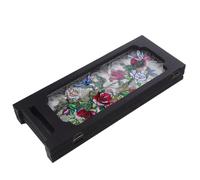 VILLFUL Mini Paravento Pieghevole da Tavolo in Acrilico Piccolo, Schermo Decorativo la Privacy da Scrivania con Motivi Floreali Cinesi, Divisorio Compatto per Ufficio e Casa (25x30 Cm)