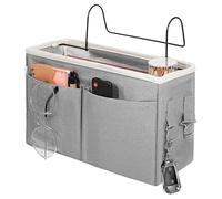 VILLFUL Organizer da Letto Appendibile in Cotone e Ferro Borsa Portaoggetti Multi Tasche per Comodino Montaggio Flessibile Senza Attrezzi Adatto per Letti e Porte Salvaspazio per Casa