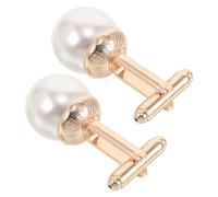 VILLFUL Pearl Suit Cufflinks, shirt studs in lega di zinco, set da 2 pezzi oro, per matrimonio, lavoro e camicia da smoking