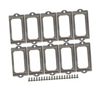 VILLFUL Porta Etichette in Metallo Vintage 12 Pezzi con Cornice Bronzo per Cassetti e Scaffali, Maniglia Liscia in Ferro Resistente, per Ufficio, Biblioteca e Armadietti