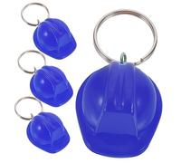 VILLFUL Portachiavi a Forma di Elmetto Blu in Plastica e Lega di Zinco Anello Appendibile Decorativo, Set da 4 Pezzi per Decorare Borse e Creare Portachiavi Unici