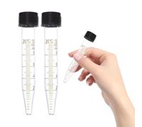 VILLFUL Provette per Centrifuga in Vetro da 10 Ml Tappo a Vite Set da 3 Pezzi Trasparenti Scala Graduata Strumenti per Esperimenti di Laboratorio in Biochimica e Biologia