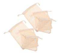VILLFUL Sacchetti in Cotone Beige Coulisse per Frutta e Verdura, 6 Pezzi Riutilizzabili, Facili da Pulire Organizzare Alimenti