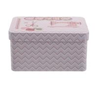 VILLFUL Scatola da Cucito Compatta in Latta con Coperchio Incernierato, Contenitore Portatile per Accessori da Cucire, Organizer Piccolo in Metallo per Casa e Viaggi