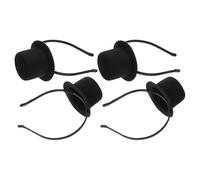 VILLFUL Set 4 Mini Cerchietti a Cilindro Nero per Chioma Copricapo Retrò Vintage per Feste a Tema Halloween Tea Party e Matrimonio Accessori Leggeri e Comodi per Donna