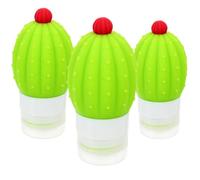 VILLFUL Set da 3 Contenitori per Trucchi in Silicone a Forma di Cactus, Leggeri e Ricaricabili, Capacità 100ml, 70ml e 50ml, per Viaggi e Uso Quotidiano