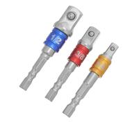 VILLFUL Set di Adattatori per Bussole a Impatto con Supporto e Sfera di Fermo, Punte di Prolunga Esagonali da 1/4", 3/8" e 1/2" Codificate a Colori, Compatibili con Avvitatori a Impulsi