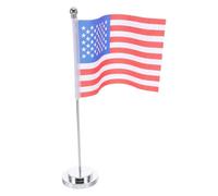 VILLFUL Set di mini bandiere da scrivania USA con supporto in ferro, base ornamentale con bandiera americana, design per ufficio e casa, decorazione per celebrazioni patriottiche.