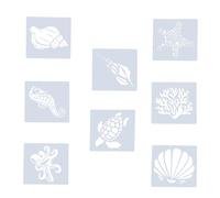 VILLFUL Set Stencil per Pittura 8 Pezzi Animali Marini, Modello Cavo Riutilizzabile in Plastica, Gioco Educativo e Progetti Scolastici di Disegno Creativo