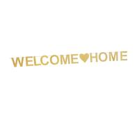 VILLFUL Striscione Welcome Home Decorativo Glitter Oro Leggero e Compatto per Feste Bentornato e Addobbi Facile da Appendere su Porte e Finestre