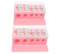 VILLFUL Temperamatite per Matite da Trucco 5 Fori con Coperchio Plastica, Manuale per Eyeliner, Sopracciglia e Labbra, Set 2 Pezzi Compatto e Igienico per Uso Professionale e