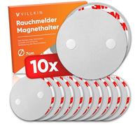 Villkin Rilevatore di fumo - Supporto magnetico da 10 pezzi diametro 7 cm, supporto magnetico per rilevatori di incendio e fumo senza fori per tutte le superfici, montaggio rapido e semplice, diametro