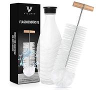 Villkin Spazzola per bottiglie (1 pezzo), compatibile con bottiglie di vetro SodaStream, biberon e bicchieri, spazzola per la pulizia con testa di lana per una pulizia senza graffi di vetro e plastica