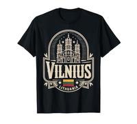 Vilnius Lituania - Emblema da Viaggio Souvenir Color Crema Maglietta