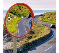 Vilnow Specchietto convesso da 80 cm, rosso, specchio da traffico regolabile per interni ed esterni, ampio specchio acrilico per garage, vialetto, strada, magazzino e ufficio (80 cm, rosso)