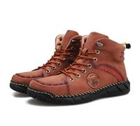 Vilobel Men Non Slip on Shoes, Vilobel Mens Safety Toe Work Boots, Lightweight Non-Slip Boots, Ankle Protection (Red/Brown,39)